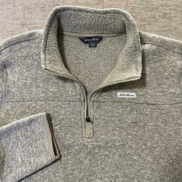 Eddie Bauer Men’s Medium Tan Long Sleeve 1/4 Zip Sweater Outdoor - Picture 3 of 7